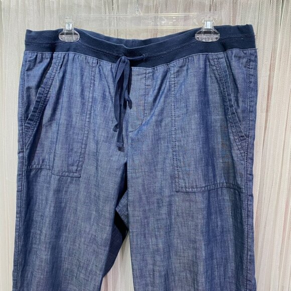 Talbots Pull On Chambray Pants Size Womens 12 Drawstring Comfy Beachy - Picture 2 of 12